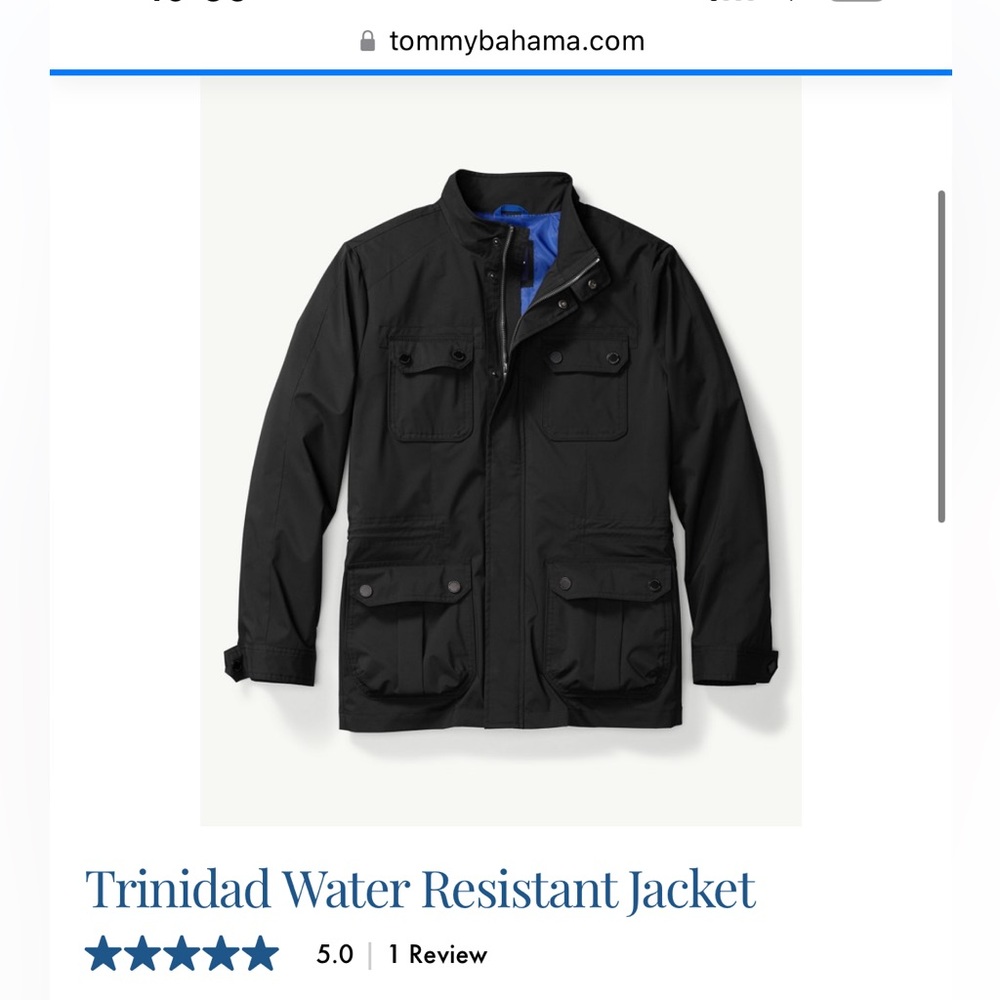 NWOT! Tommy Bahama Trinidad Water Resistant Jacket LARGE Black - Sophisticated!